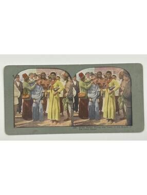 Antique Egypt Stereoview Ingersoll 1388 Street Barber Cairo Lithoview  L-1